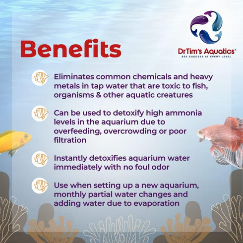 DrTim’s Aquatics AquaCleanse - 32 oz. Tap Water Detoxifier for Freshwater Aquariums - Dechlorinator & Ammonia Remover