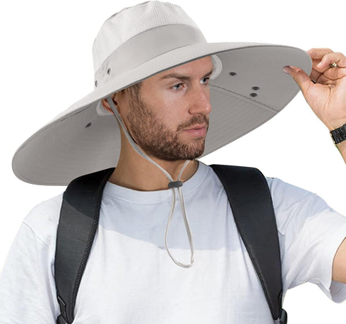 Super Wide Brim Fishing Hat - UPF 50+ Sun Safari Hat with Removable Neck Face Flap