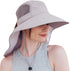 UV Sun Protection Hat for Women, Foldable Neck Flap Wide Brim Fishing Hat with Ponytail Hole