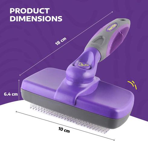 Hertzko Self-Cleaning Slicker Brush - Grooming Rake and Comb for Deshedding Long and Short-Haired Pets