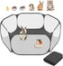 Amakunft 2 in 1 Small Animal Playpen with Waterproof Pad, Pop-Up Portable