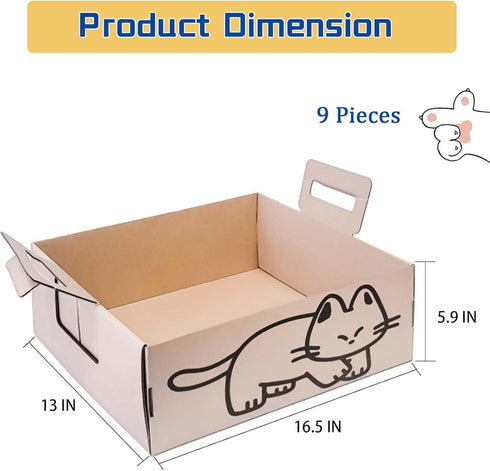 Gxsdj 9PCS Pets,16.5 13.5 5.9 Inch Disposable Litter Boxes for Cats,Foldable Cardboard Cat Litter Box