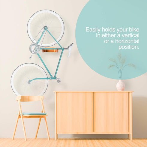 WOKK Wooden Bike Wall Mount - Horizontal Bicycle Rack for Home or Garage, Elegant Indoor Storage