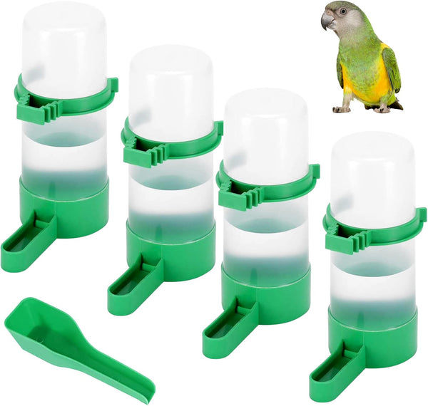 Bird Water Dispenser for Cage, 4pcs 140ml Automatic No Mess Gravity Feeder Watering Supplies for Parrots, Parakeets,