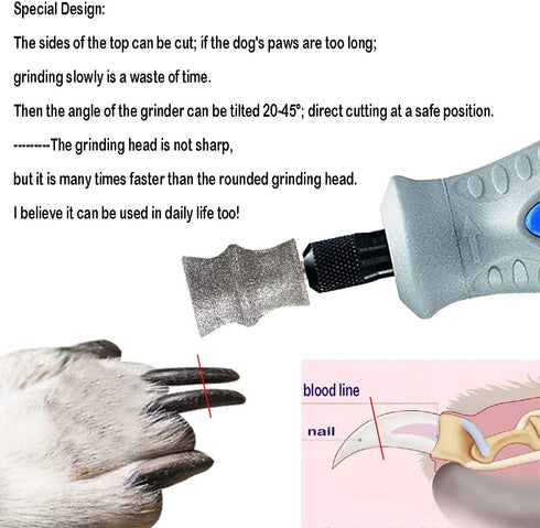Diamond Dremel Dog Nail Grinder Bits, 1/8'' Attachment for Rotary Tool, 2-Pack (Large B) for Nail Care