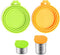 Comtim Pet Food Can Cover - Silicone Can Lids for Dog and Cat Food (Universal Size, Green and Orange)