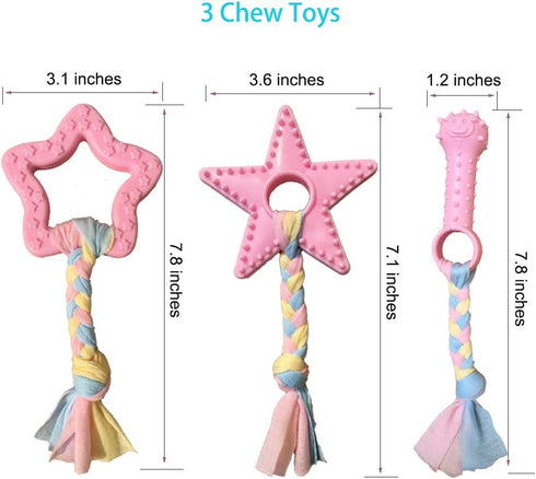 Puppy Toys for Teething - Chew Toys for Small Dogs, Crinkle Dog Toys, Pink, 5-Pack