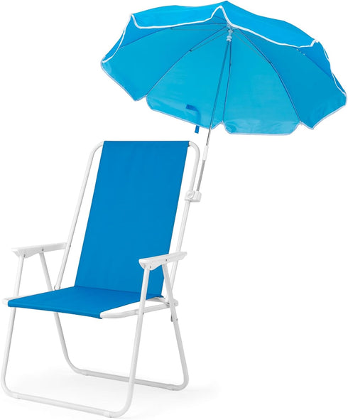 1 Pack Heavy Duty Steel Beach Chair,Beach Chair with Umbrella,Outdoor Folding Chair