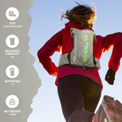 IX INOXTO Hydration Pack Backpack with 1.5L Water Bladder, Lightweight Vest for Men Women Hiking Cycling