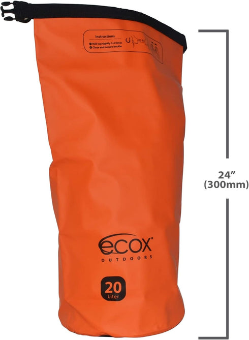 Outdoors Waterproof Dry Bag for outdoors activities High grade 500D PVC Construction Includes Waterproof Phone Case and side Strap for easy carry 20L Orange DB20LOR