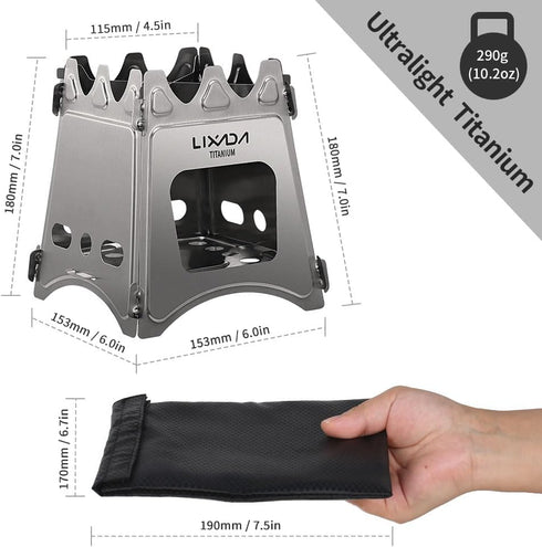 Lixada Portable Camping Stove - Lightweight Titanium Wood Burning Stove for Outdoor Cooking and Hiking