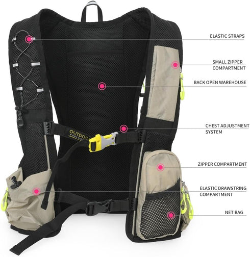 IX INOXTO Hydration Pack Backpack with 1.5L Water Bladder, Lightweight Vest for Men Women Hiking Cycling