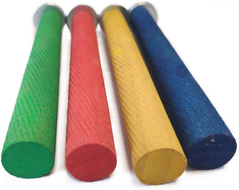 Bird Perchs 4-Piece Set, Natural Colorful Wood Perch Platform, Paw Grinding Stick, Bird Cage Accessories for Parakeets