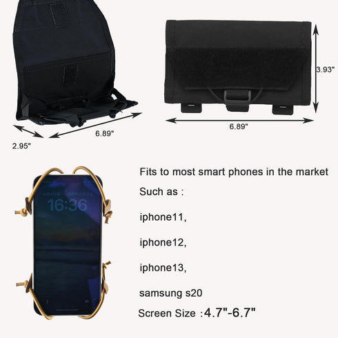 Tactical Vest Phone Holder, Molle Cell Phone Pouch, Small Cell Phone Holder for Chest Rig, Universal Screen Size