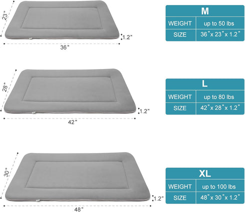 Magic Dog Extra Large Soft Dog Crate Pad, Jumbo 48 Inches Machine Washable Pet Bed with Non-Slip Bottom, Gray