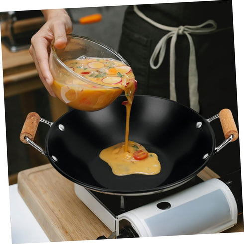 2Pcs Alipis Hot Pot Cooking Pot Household Kitchen Cookware with Wooden Handles Lightweight and Design for Home Cooking