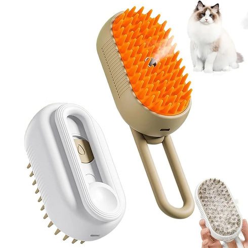 3 In 1 Steamy Cat Brush: Self Cleaning Steam Grooming Brush for Cat and Dog, Massage & Hair Removal Comb