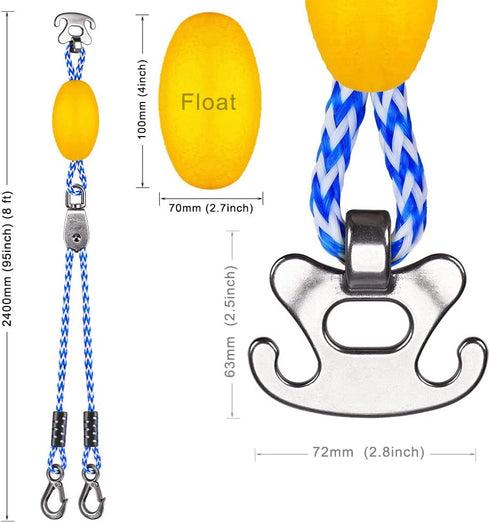 SELEWARE Heavy Duty Boat Tow Harness & Quick Connector Set for Tubing with Stainless Steel Connector