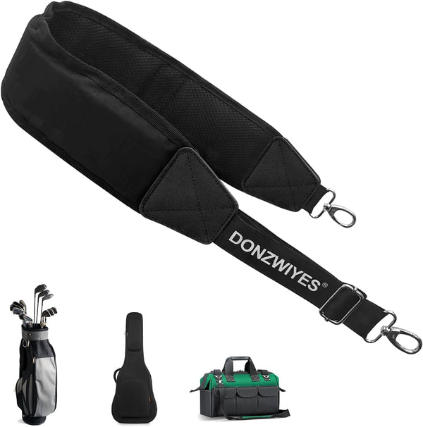 Golf Bag Shoulder Strap, Upgraded Single Padded Adjustable Straps, Universal Replacement (All in Black, 1 Pack)