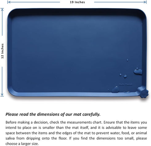 Hoki Found Silicone Pet Food Mats Tray - Non-Slip Dog Cat Bowl Mats, Waterproof Feeding Mat - Indigo Ink