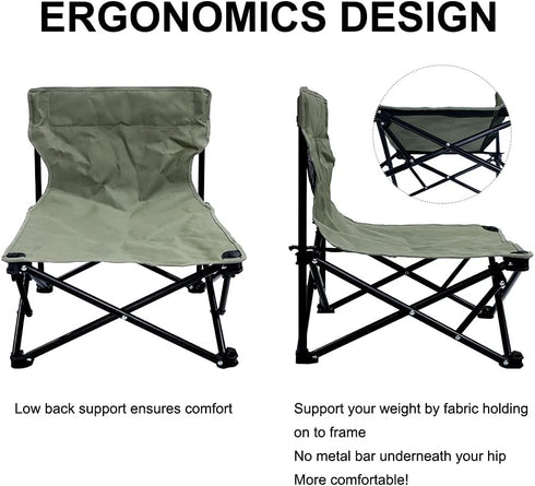 TIYASTUN Low Beach Chairs for Adults,Lightweight Camping Chair, Camp Chair, Folding Chairs for Outside Folding Lawn