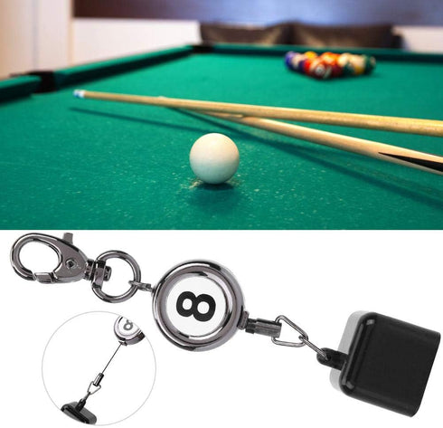 Snooker Cue Chalk Box with Retractable Key Ring, Billiard and Pocket Pool Chalk Bag