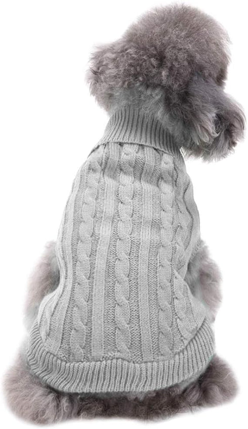 CHBORCHICEN Small Dog Sweaters, Knitted Pet Cat Warm Sweatshirt for Winter, Kitten Puppy Sweater (X-Small, Grey)