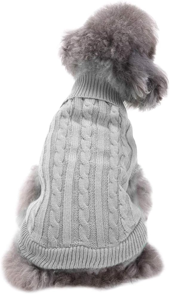 CHBORCHICEN Small Dog Sweaters, Knitted Pet Cat Warm Sweatshirt for Winter, Kitten Puppy Sweater (X-Small, Grey)