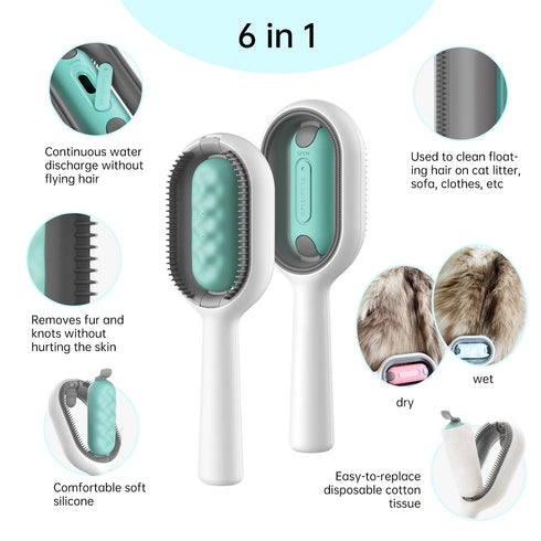 Cat Brush with Water Tank - Pet Hair Removal Comb for Dogs and Cats, Grooming Tool for Loose Undercoat
