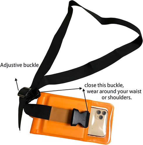 Surfing Waterproof Waist Pouch, Crossbody Chest Bag Fanny Pack for Snorkeling Swimming, Floating Dry Phone Case (Orange)