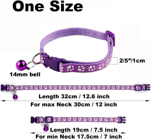 Pink Dog Collar with Bell, 2-Pack Basic & Reflective Cat Collars for XXS XS Small Tiny Dogs, Neck 7-12 inch