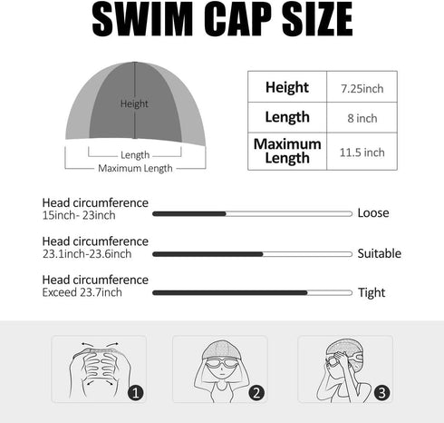 Tripsky Silicone Swim Cap - Comfortable Bathing Cap for Curly Short Medium Long Hair, Swimming Cap for Women and Men,