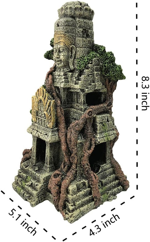 Aquarium Angkor Wat Buddha Statue Temple Decorations, Fish Tank Zen Ornament for Good Luck