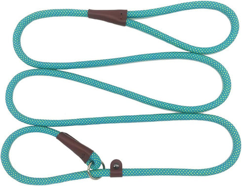 BTINESFUL 7FT Slip Lead Dog Leash, Strong Nylon Rope, 1/4 & 1/2 inch Diameter for Small Medium Large Dogs - Green Dot