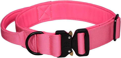 Tactical Dog Collar - Adjustable Military Training Soft Neoprene Padded Nylon Collar with Heavy Duty Metal Buckle and