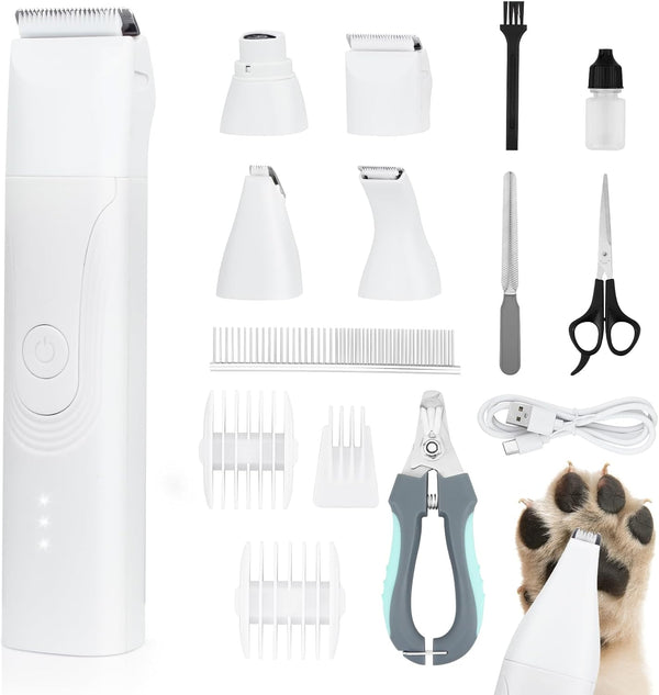 Dog Grooming Kit Quiet, 14 in 1 Dog Hair Trimmers with Paw