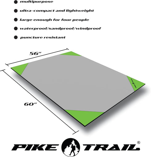 Pike Trail Pocket Beach Blanket (60 in X 56 in) – Lightweight Sand Proof Waterproof Blanket for Outdoor Use
