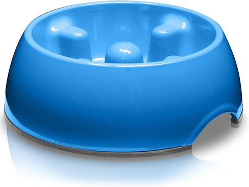 Dogit Go Slow Anti-Gulping Dog Bowl, Blue, X-Small