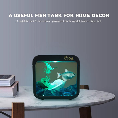 UKCOCO Betta Fish Tank Mini Aquarium - Starter Kit with LED Lighting for Decoration and Breeding Aquatic Plants