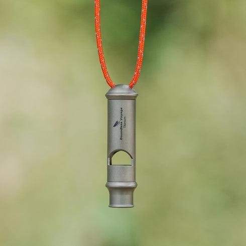 iBasingo Titanium Whistle - Emergency Survival Safety Gear, Loud Camping Signal Whistles with Lanyard (1 Pack)