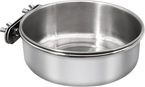 Large Bird Feeding Dish Cups, Stainless Steel Parrot Food Bowl with Clamp Holder for Cockatiel, Macaw, Small Pets