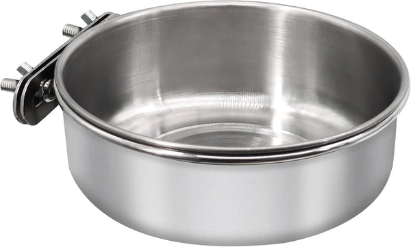 Large Bird Feeding Dish Cups, Stainless Steel Parrot Food Bowl with Clamp Holder for Cockatiel, Macaw, Small Pets