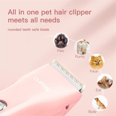 Dog Cat Home Hair Clipper, Portable Electric Grooming Kits, Pink, TS006