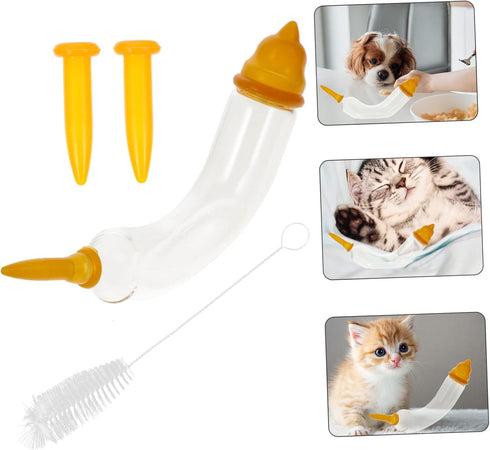 5sets Mipcase Glass Pet Feeder Nipple for Newborn Puppies Kittens Kitten Feeding Tube Safe Odorless Pet Feeding