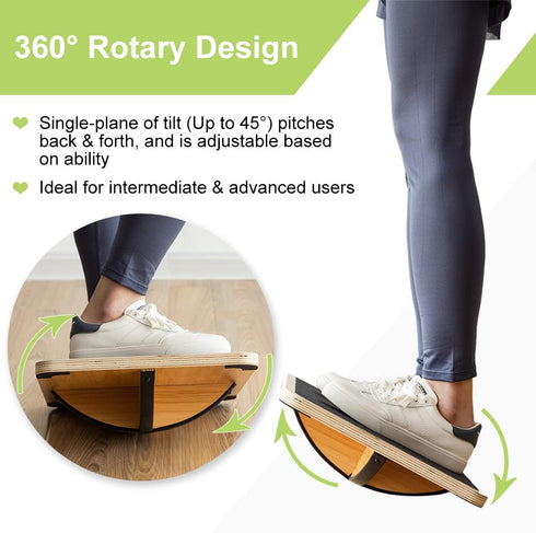 StrongTek Professional Wooden Balance Board - Rocker Board for Under Desk, Core Strength and Stability