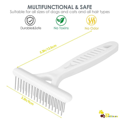 2 Pack Dog Grooming Rake, Stainless-Steel Deshedding Dematting Brush, Double Row Groomer for Easy Mats Removal