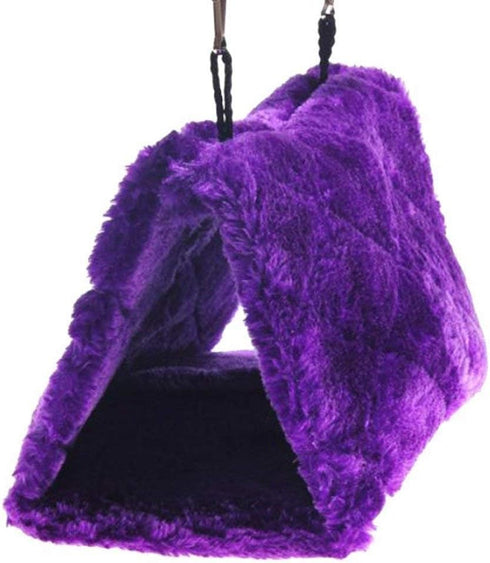 Plush Pet Bird Hut Nest Cdycam Hammock Hanging Cage Tent, Medium, Warm Snuggle Cave (Purple)