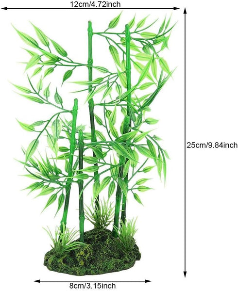Aquarium Bamboo Plant Fish Tank Artificial Bamboo Plant Green Leaf Plant Water Grass Aquatic Plastic Ornament Landscape Decor(Bluestone Bamboo)