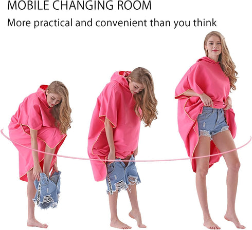 LumiSyne Changing Robe with Hood Zipped Style Quick Dry Microfiber Compact Changing Towel Towel Poncho Swim Surf Beach
