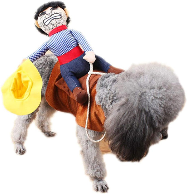 Xiaoyu Pet Dog Cat Halloween Costume, Funny Riding Horse Style Knight Clothing for Dog Cat Cosplay, Size L